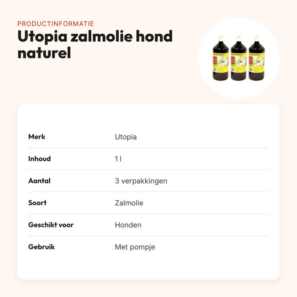 Utopia zalmolie hond naturel 1 l met pompje – multipack 3 stuks – productinformatie