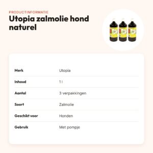 Utopia zalmolie hond naturel 1 l met pompje – multipack 3 stuks – productinformatie