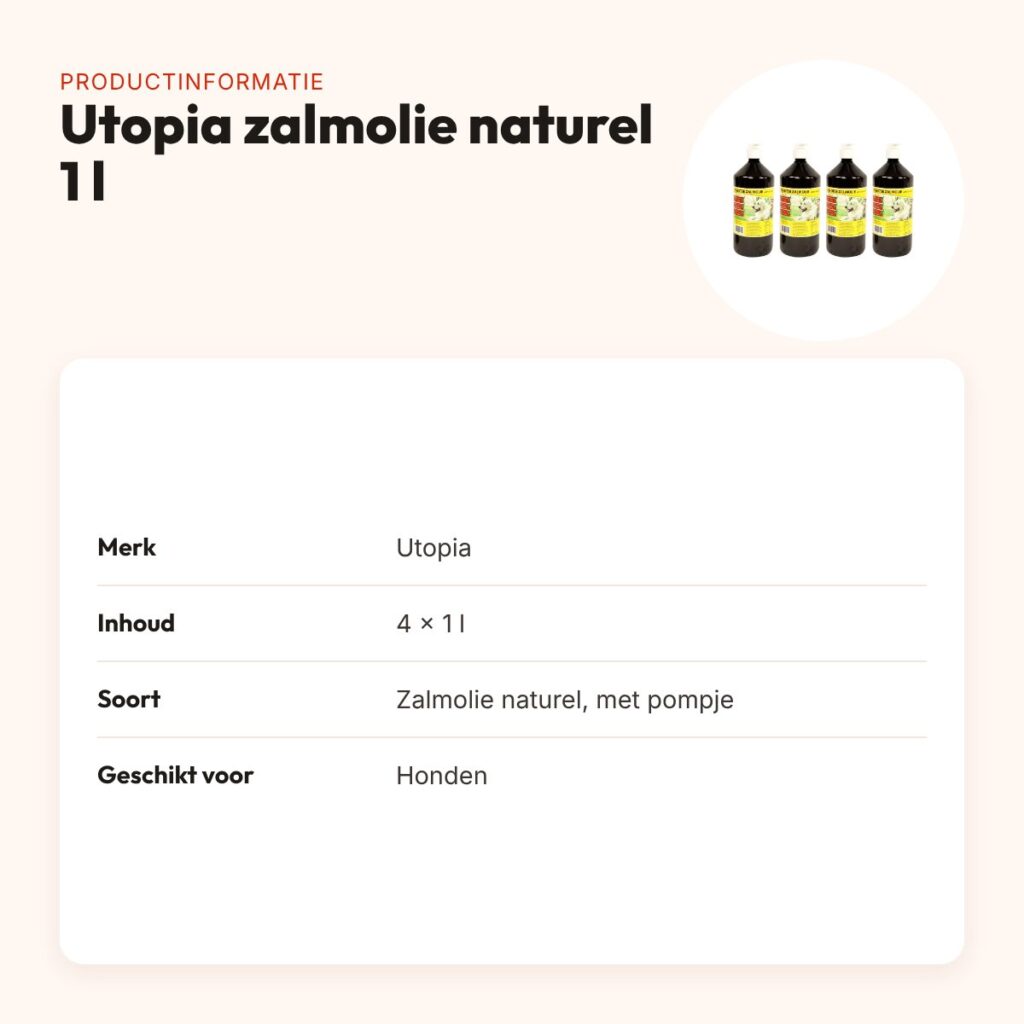 Utopia zalmolie hond naturel 1 l met pompje – multipack 4 stuks – productinformatie