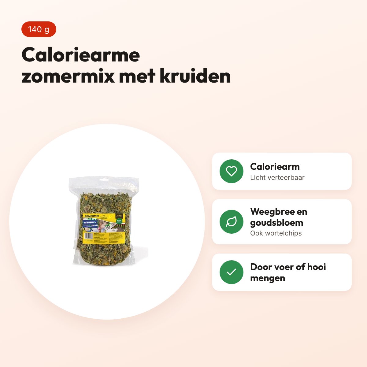 Utopia zomermix 140 g – caloriearme kruidenmix voor konijnen en knaagdieren – voordelen