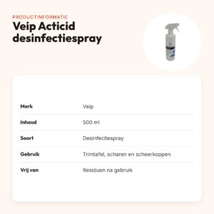 Veip Acticid desinfectiespray voor materialen 500 ml – trimtafel en scharen – productinformatie