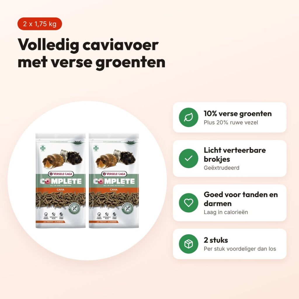 Versele-Laga Cavia Complete caviavoer 1,75 kg – multipack 2 stuks – voordelen