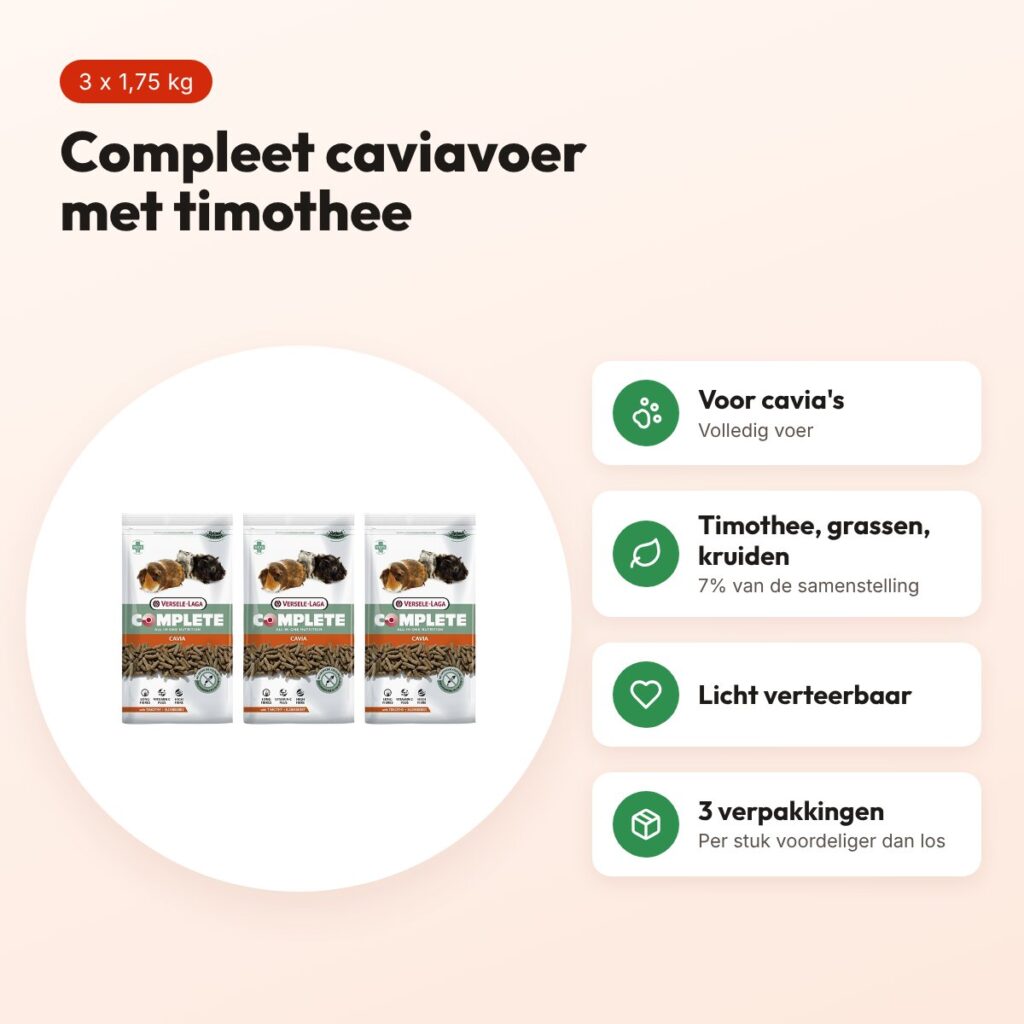 Versele-Laga Cavia Complete caviavoer 1,75 kg – multipack 3 stuks – voordelen