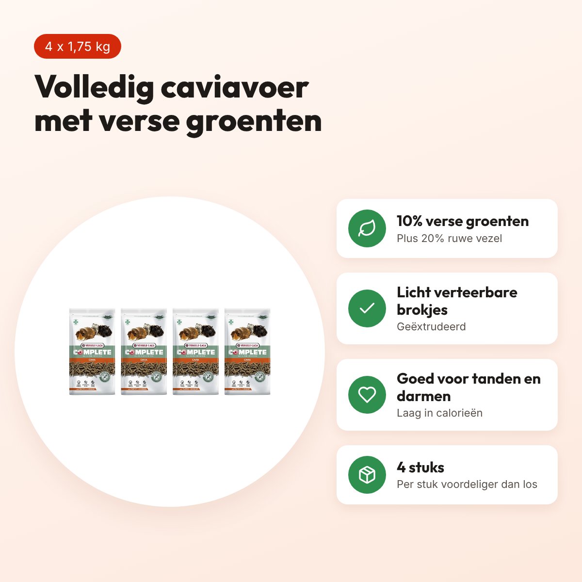 Versele-Laga Cavia Complete caviavoer 1,75 kg – multipack 4 stuks – voordelen