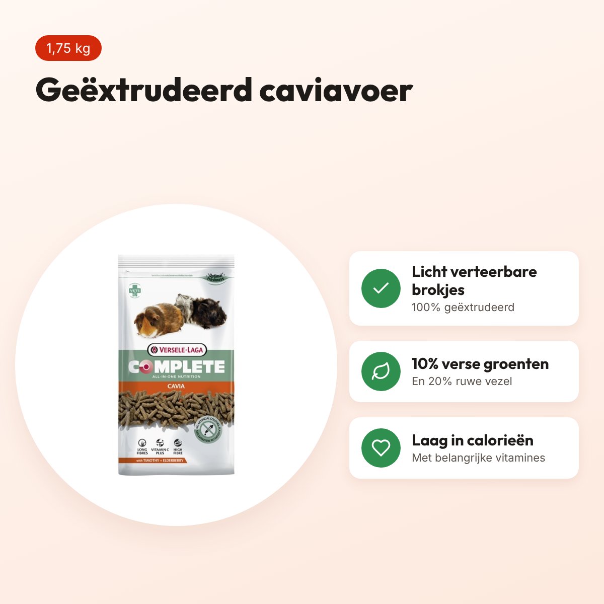 Versele-Laga Complete Cavia caviavoer 1,75 kg – geëxtrudeerde brokjes – voordelen