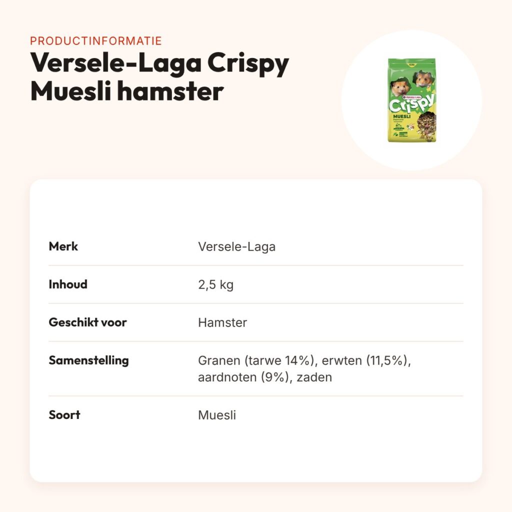 Versele-Laga Crispy Muesli hamster 2,5 kg – productinformatie