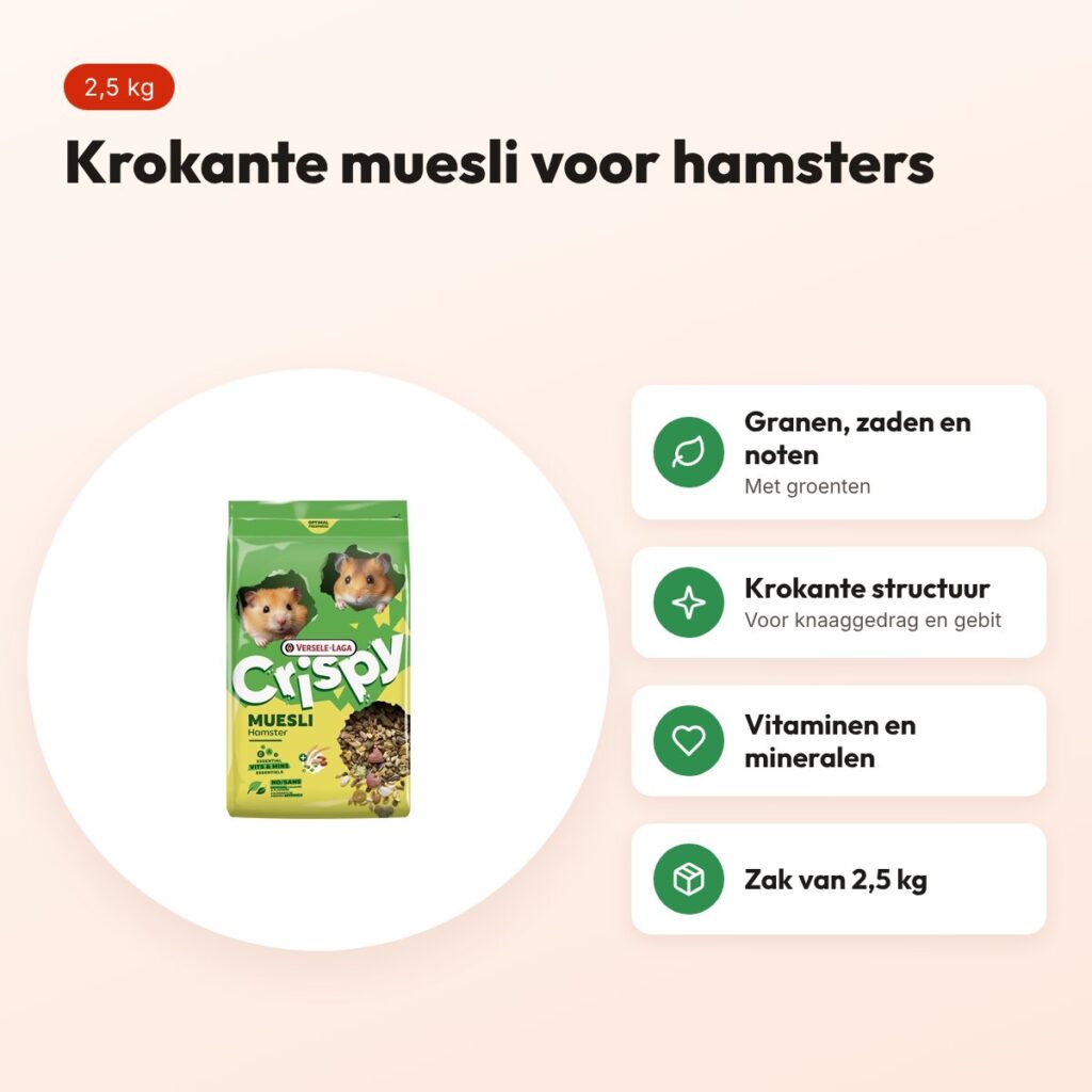 Versele-Laga Crispy Muesli hamster 2,5 kg – voordelen