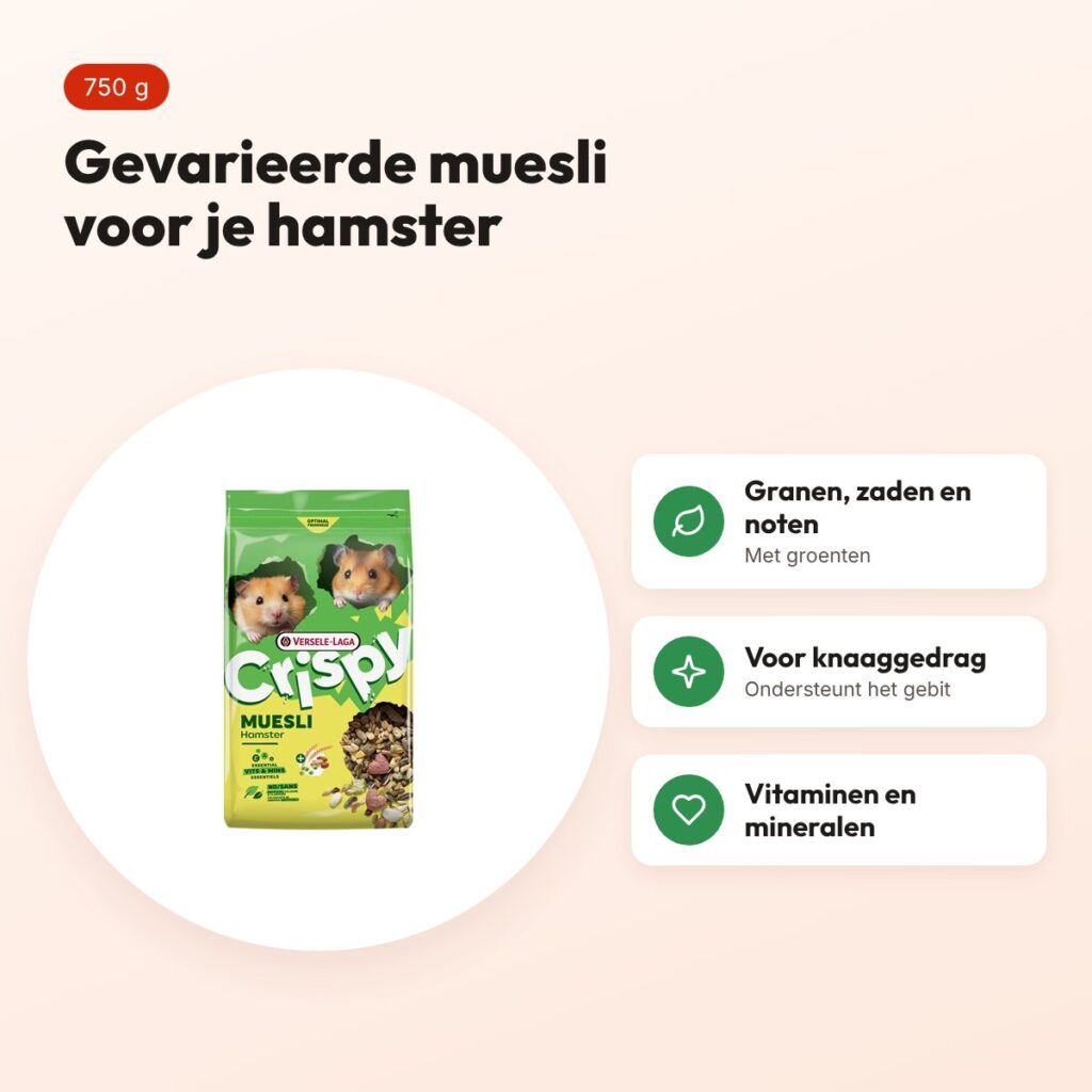 Versele-Laga Crispy Muesli hamster 750 g – voordelen