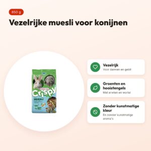 Versele-Laga Crispy Muesli konijn 850 g – voordelen