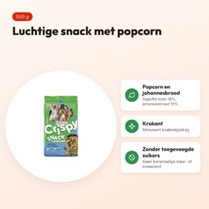 Versele-Laga Crispy Snack met popcorn 550 g – knaagdiersnack – voordelen