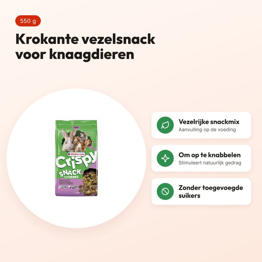 Versele-Laga Crispy Snack met vezels 550 g – knaagdiersnack – voordelen