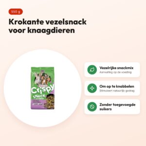 Versele-Laga Crispy Snack met vezels 550 g – knaagdiersnack – voordelen