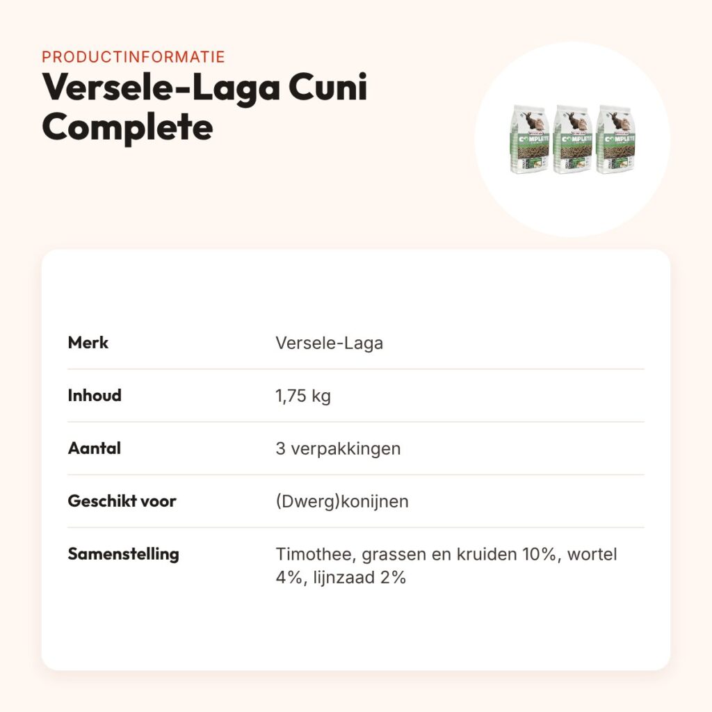 Versele-Laga Cuni Complete konijnenvoer 1,75 kg – multipack 3 stuks – productinformatie