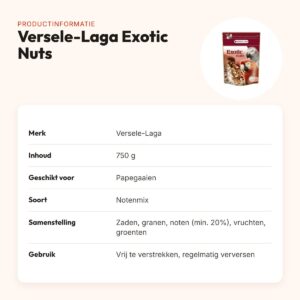 Versele-Laga Exotic Nuts papegaaienvoer 750 g – notenmix – productinformatie