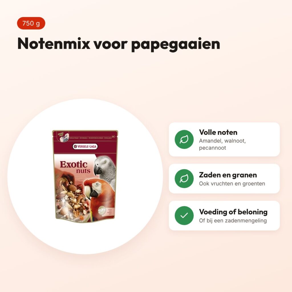 Versele-Laga Exotic Nuts papegaaienvoer 750 g – notenmix – voordelen