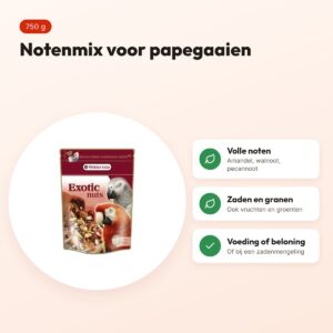 Versele-Laga Exotic Nuts papegaaienvoer 750 g – notenmix – voordelen