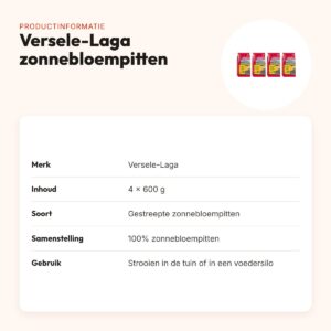 Versele-Laga gestreepte zonnebloempitten 600 g – multipack 4 stuks – productinformatie
