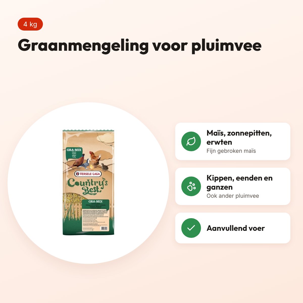 Versele-Laga Gra-Mix Ardeens graan 4 kg – graanmengeling voor pluimvee – voordelen
