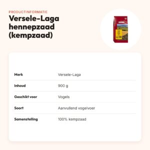 Versele-Laga hennepzaad (kempzaad) 900 g – aanvullend vogelvoer – productinformatie