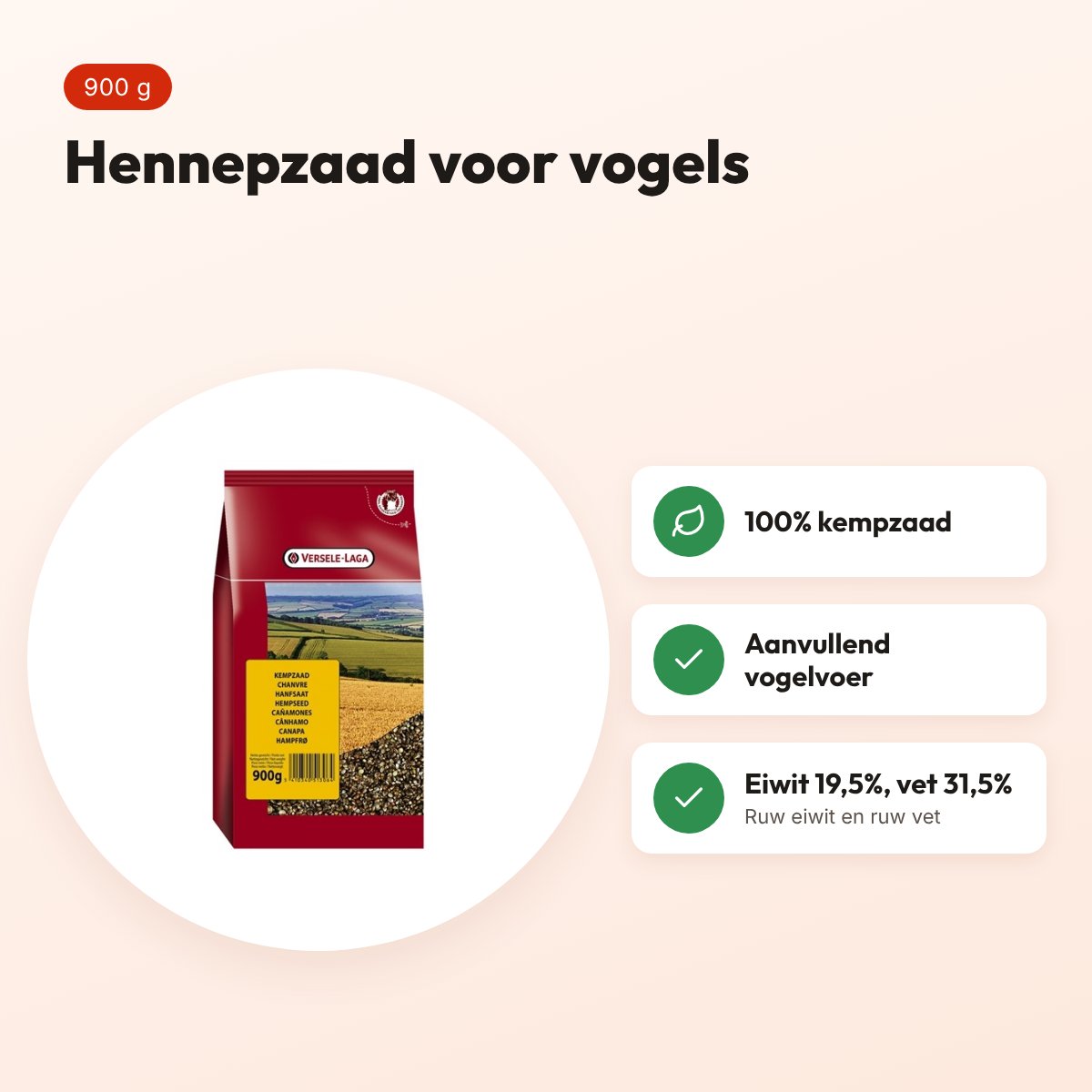 Versele-Laga hennepzaad (kempzaad) 900 g – aanvullend vogelvoer – voordelen