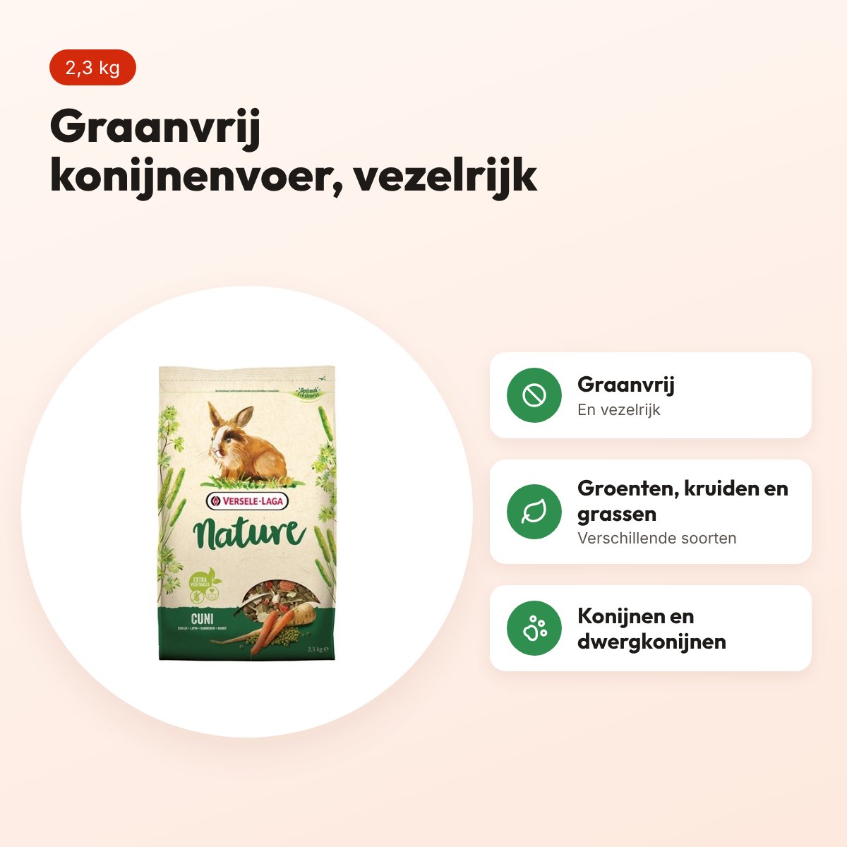 Versele-Laga Nature Cuni konijnenvoer graanvrij 2,3 kg – voordelen