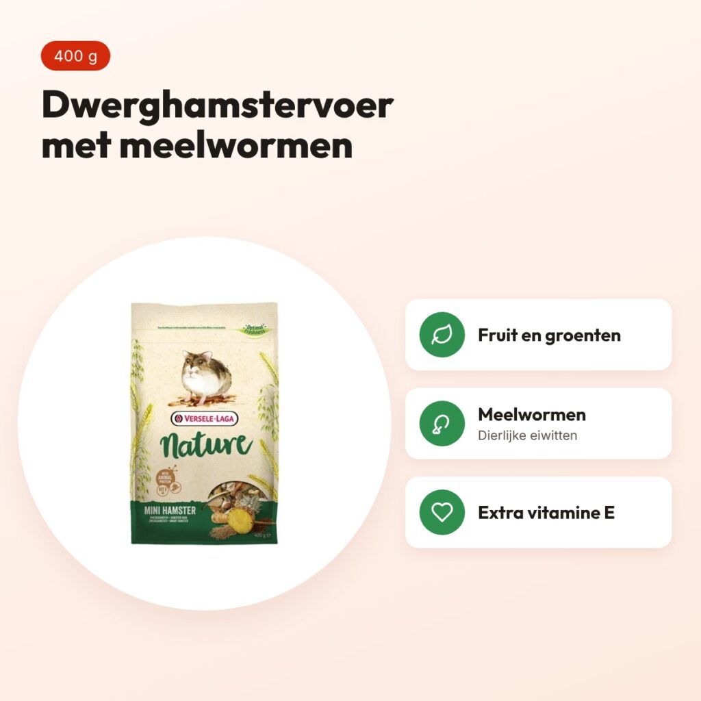 Versele-Laga Nature Mini Hamster dwerghamstervoer 400 g – meelwormen – voordelen