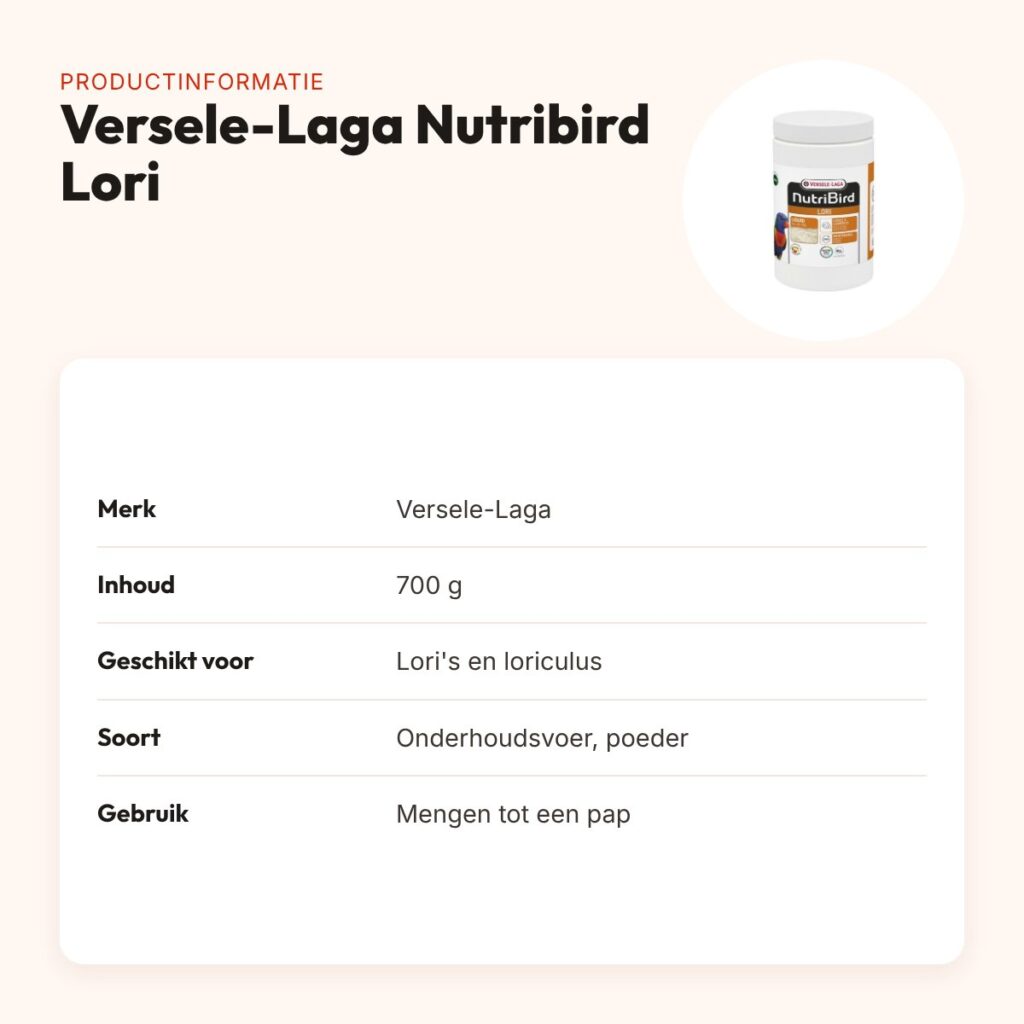 Versele-Laga Nutribird Lori poeder 700 g – voer voor lori's – productinformatie