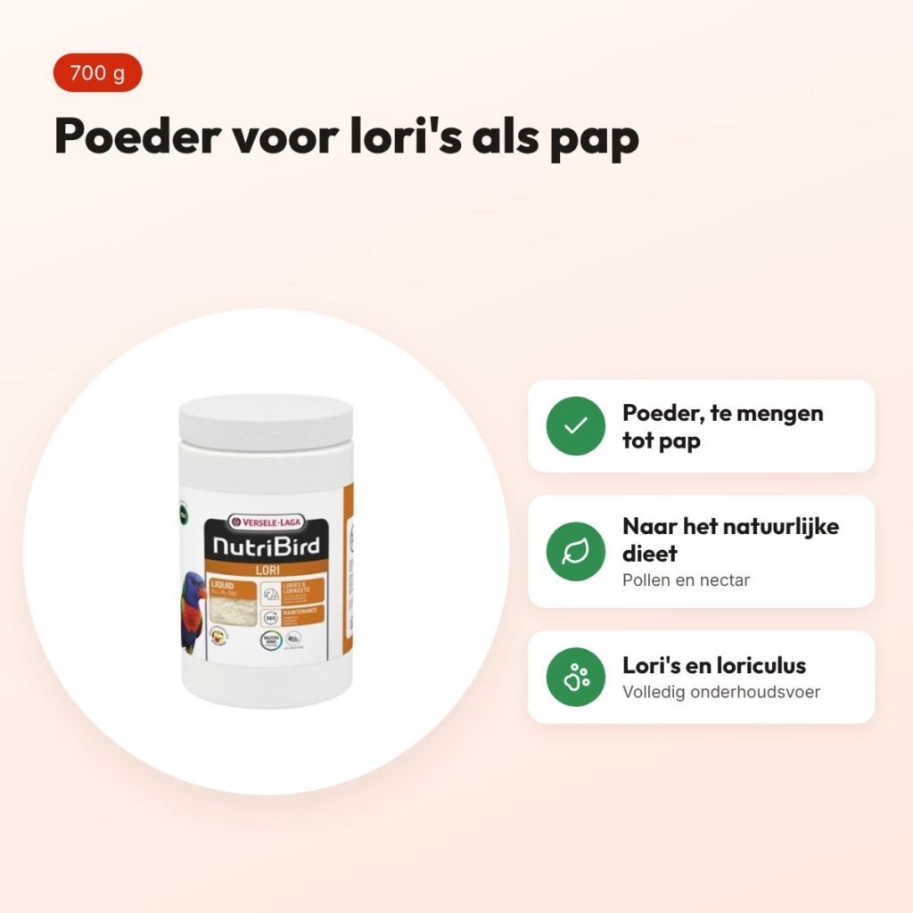 Versele-Laga Nutribird Lori poeder 700 g – voer voor lori's – voordelen