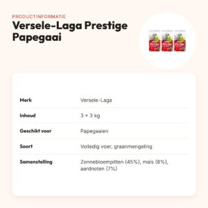 Versele-Laga papegaaienvoer Prestige Papegaai 3 kg – multipack 3 stuks – productinformatie