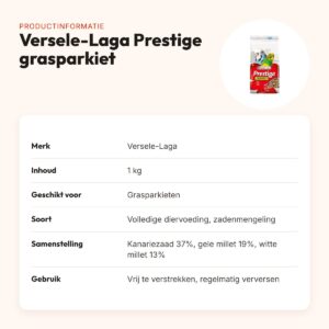 Versele-Laga Prestige grasparkietenvoer 1 kg – bonte mengeling – productinformatie