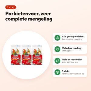 Versele-Laga Prestige grote parkiet parkietenvoer 1 kg – multipack 3 stuks – voordelen