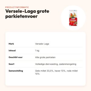 Versele-Laga Prestige grote parkietenvoer 1 kg – complete mengeling – productinformatie