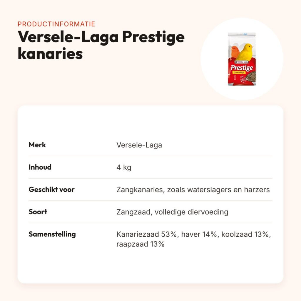 Versele-Laga Prestige kanaries zangzaad 4 kg – traditionele mengeling – productinformatie