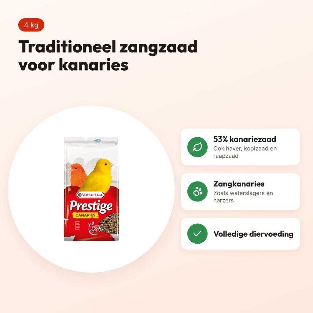Versele-Laga Prestige kanaries zangzaad 4 kg – traditionele mengeling – voordelen