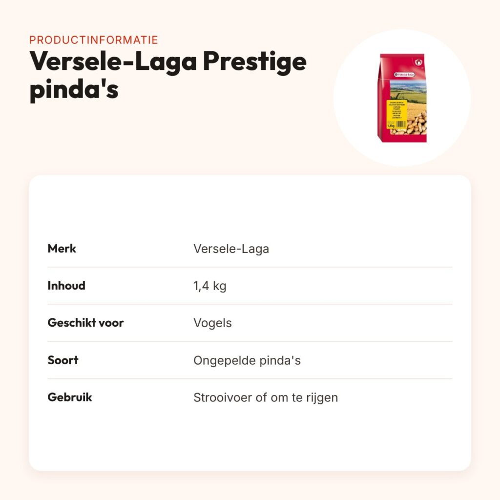 Versele-Laga Prestige ongepelde pinda's 1,4 kg – strooivoer – productinformatie