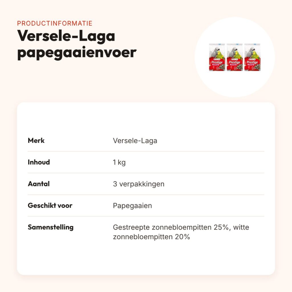 Versele-Laga Prestige papegaaienvoer 1 kg – graanrijk – multipack 3 stuks – productinformatie
