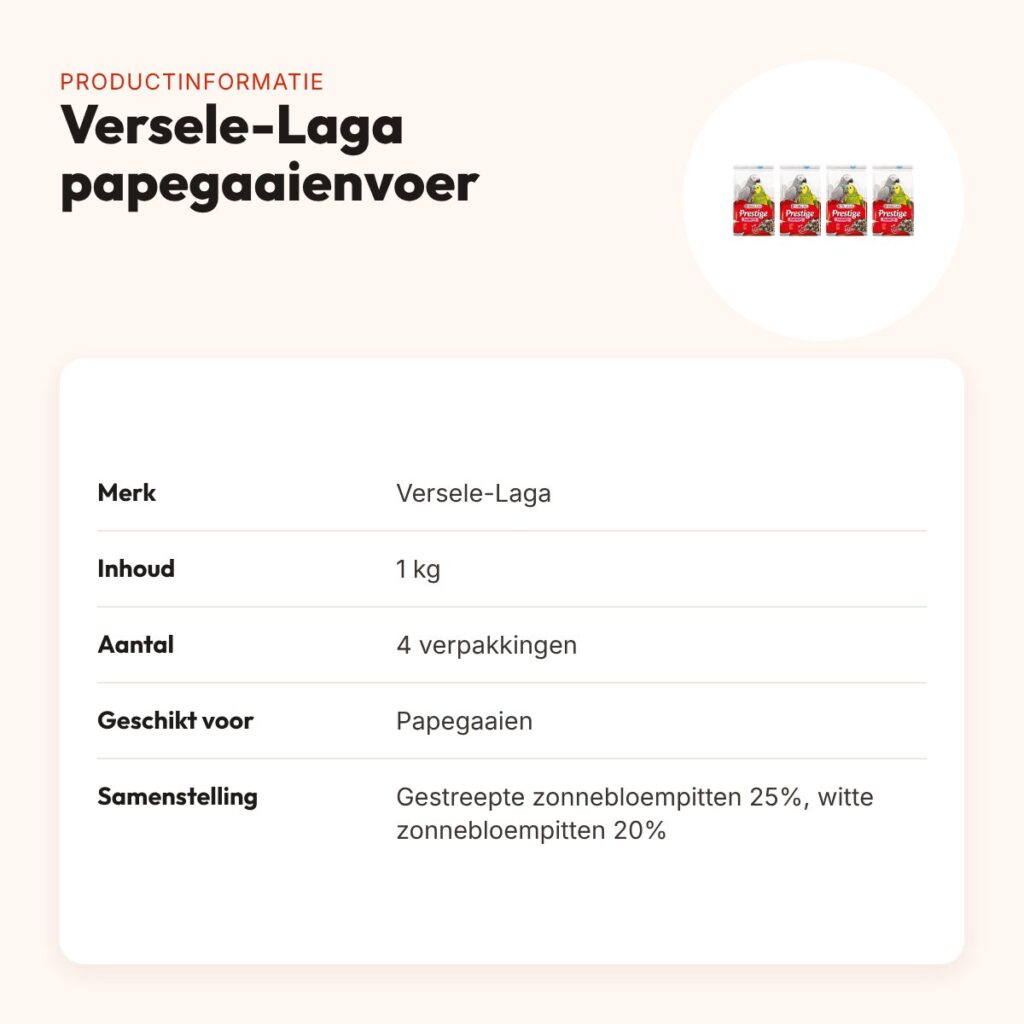 Versele-Laga Prestige papegaaienvoer 1 kg – graanrijk – multipack 4 stuks – productinformatie