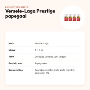 Versele-Laga Prestige papegaaienvoer granenmix 3 kg – multipack 4 stuks – productinformatie
