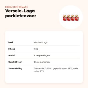 Versele-Laga Prestige parkietenvoer grote parkiet 1 kg – multipack 4 stuks – productinformatie