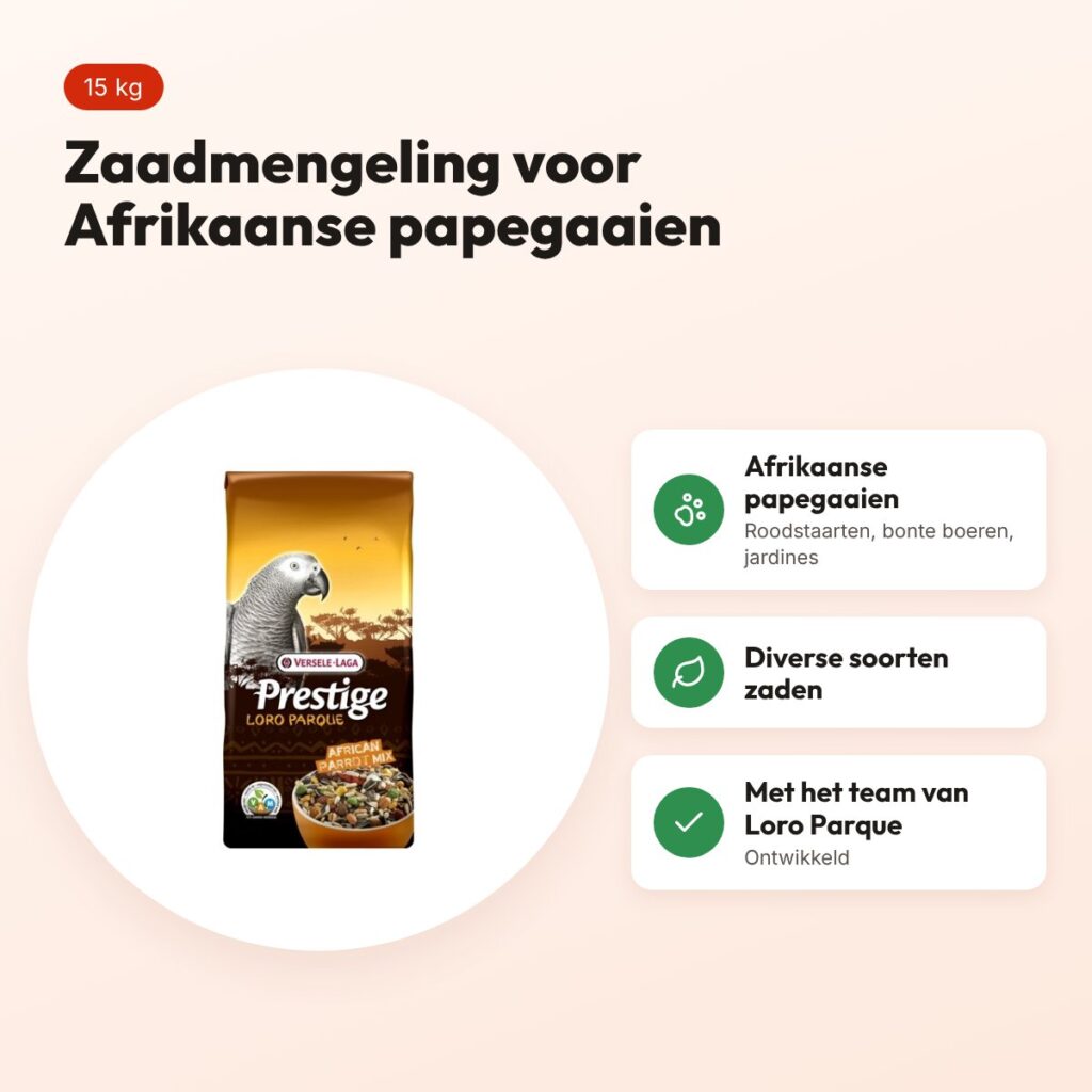 Versele-Laga Prestige Premium Afrikaanse papegaai 15 kg – zaadmengeling – voordelen