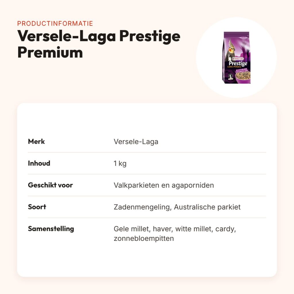 Versele-Laga Prestige Premium Australische parkiet 1 kg – valkparkiet – productinformatie