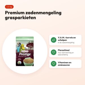 Versele-Laga Prestige Premium grasparkietenvoer 2,5 kg – zadenmengeling – voordelen