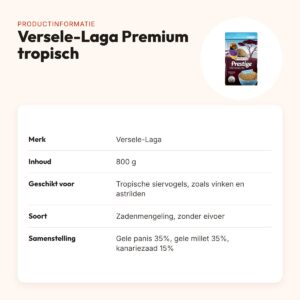 Versele-Laga Prestige Premium tropische vogel 800 g – zadenmengeling – productinformatie