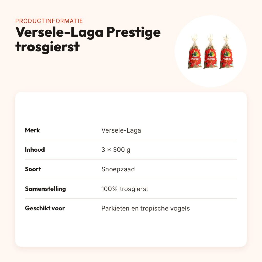 Versele-Laga Prestige trosgierst 300 g – multipack 3 stuks – productinformatie