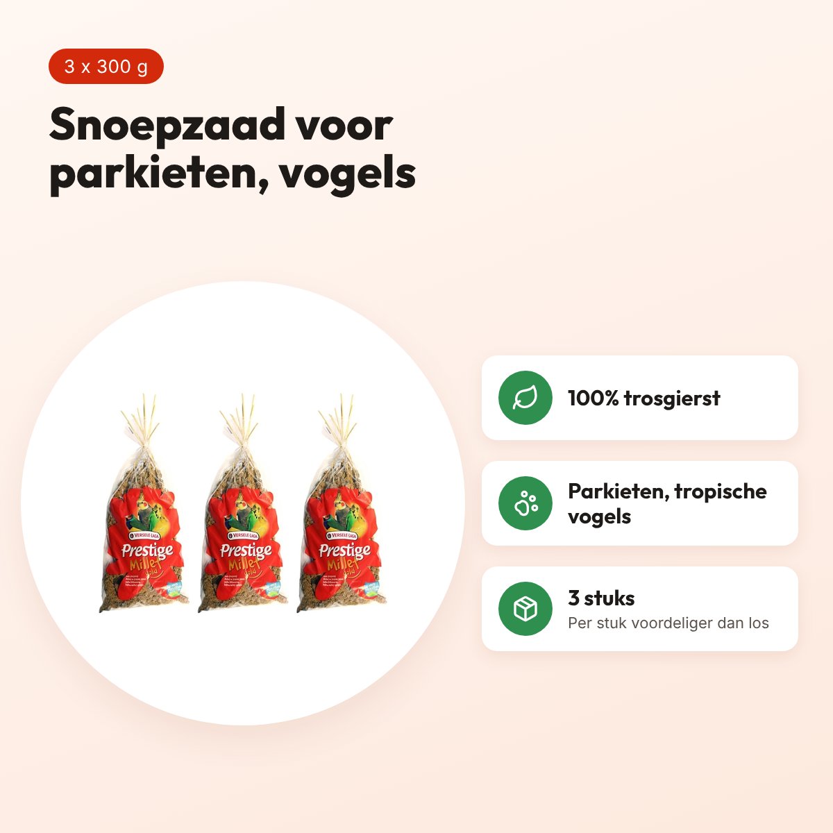 Versele-Laga Prestige trosgierst 300 g – multipack 3 stuks – voordelen