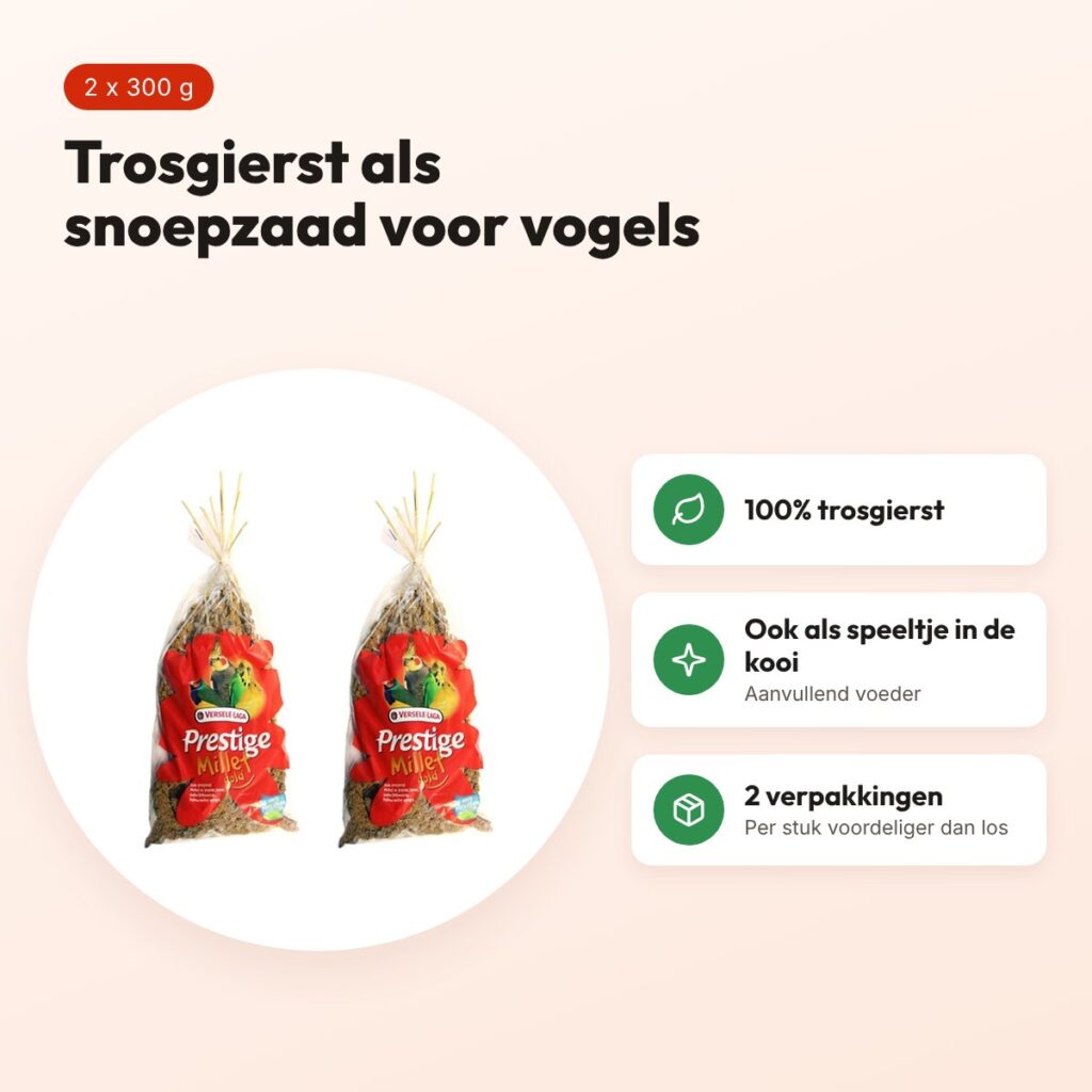 Versele-Laga Prestige trosgierst 300 g – snoepzaad – multipack 2 stuks – voordelen