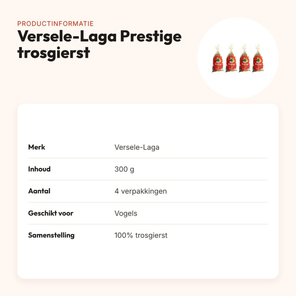Versele-Laga Prestige trosgierst 300 g – snoepzaad – multipack 4 stuks – productinformatie