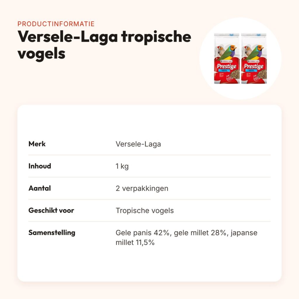 Versele-Laga Prestige vogelvoer tropische vogels 1 kg – multipack 2 stuks – productinformatie