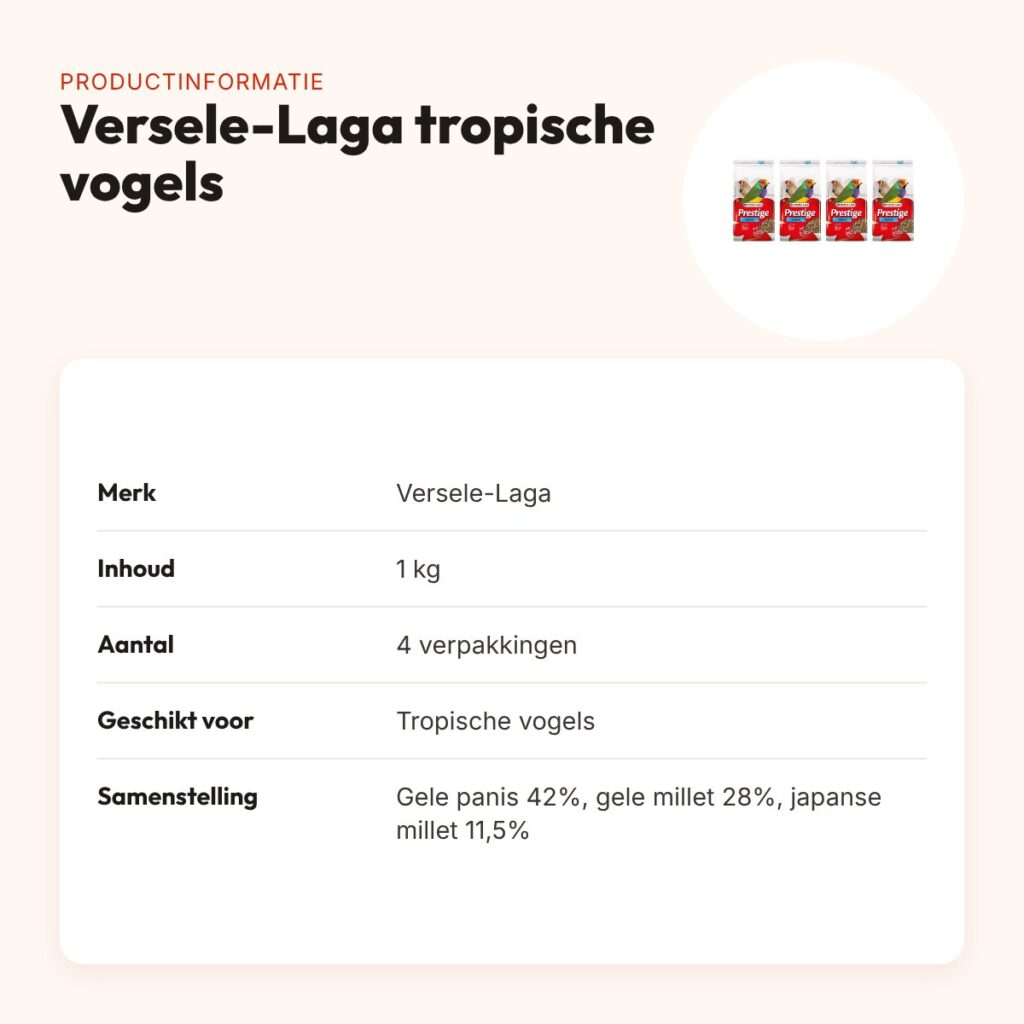 Versele-Laga Prestige vogelvoer tropische vogels 1 kg – multipack 4 stuks – productinformatie