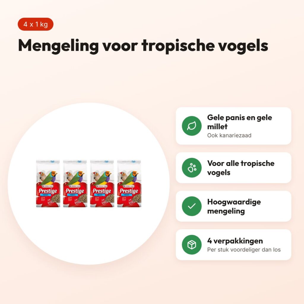 Versele-Laga Prestige vogelvoer tropische vogels 1 kg – multipack 4 stuks – voordelen